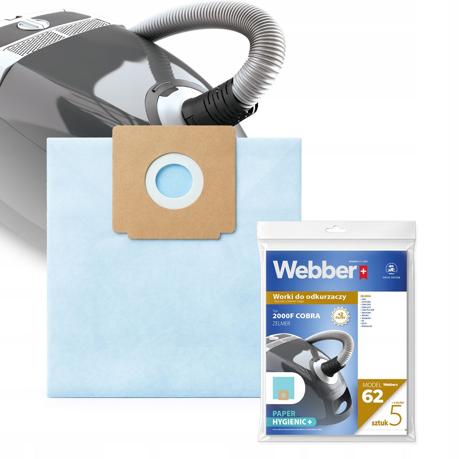 Worki Zelmer 2000/2010 /Plus 2 Filtry/ (62 Multi Layer Paper)