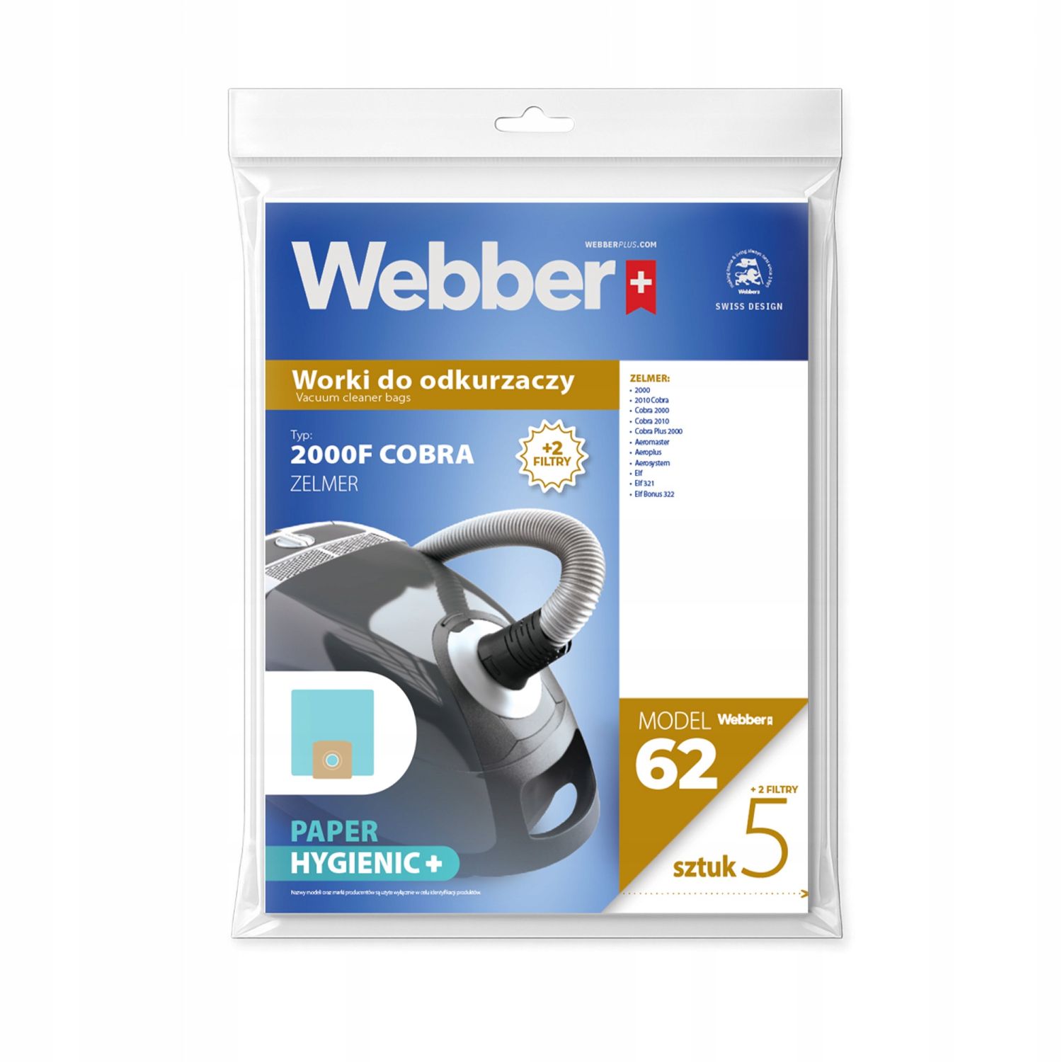 Worki Zelmer 2000/2010 /Plus 2 Filtry/ (62 Multi Layer Paper)