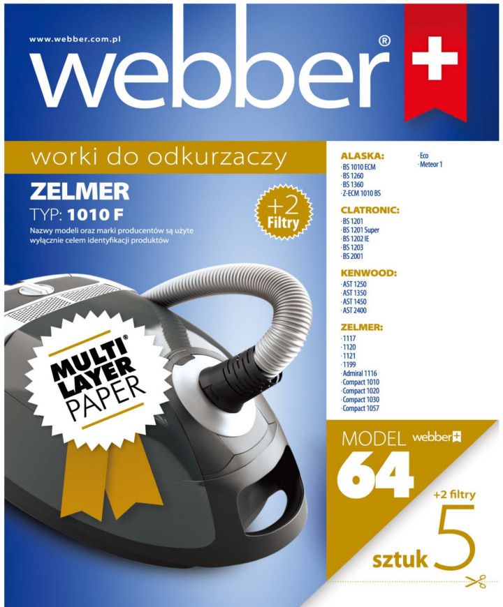 Worki Zelmer 1010F /Plus 2 Filtry/ (64 Multi Layer Paper)