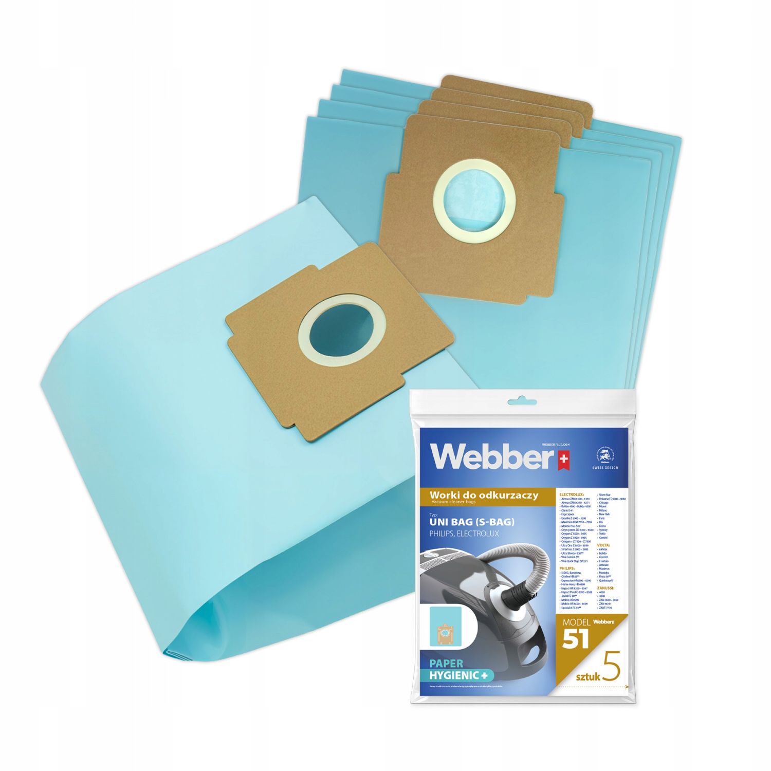 Worki Electrolux PHILIPS UNI BAG (51 Multi Layer Paper) 02WWUNIBAG