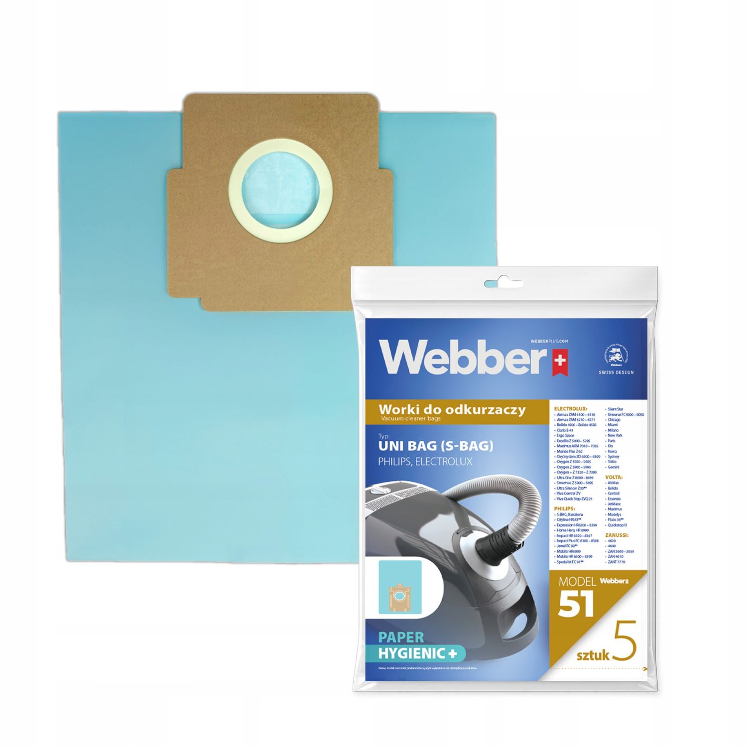 Worki Electrolux PHILIPS UNI BAG (51 Multi Layer Paper) 02WWUNIBAG