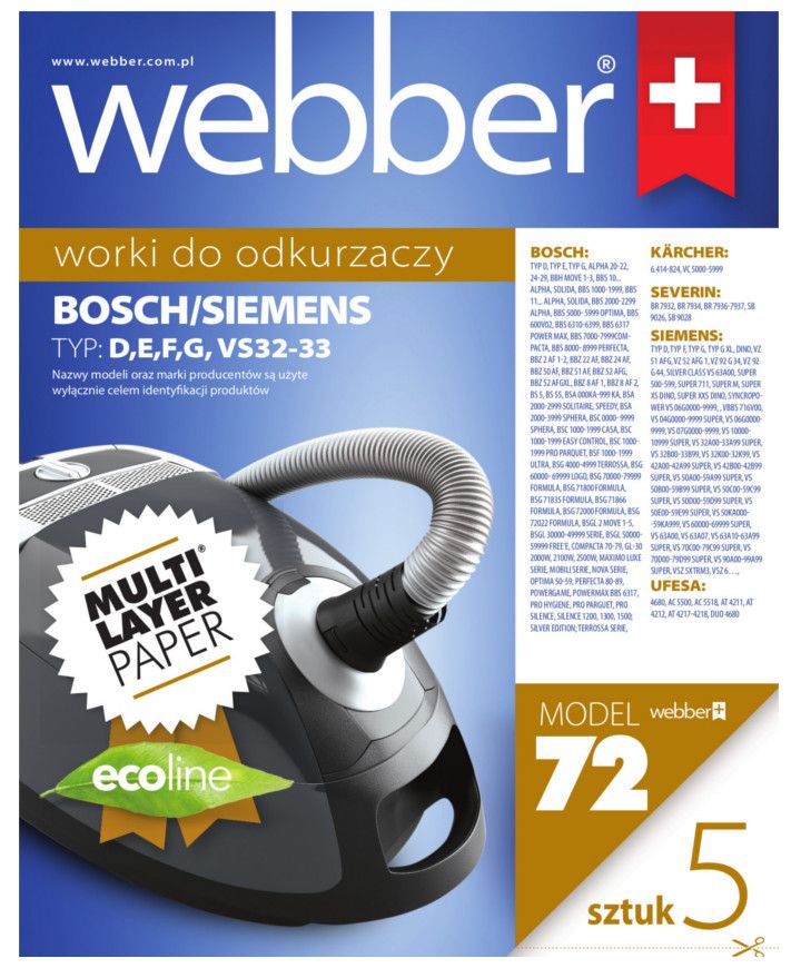 Worki Electrolux Siemens VS32 (72 Multi Layer Paper)