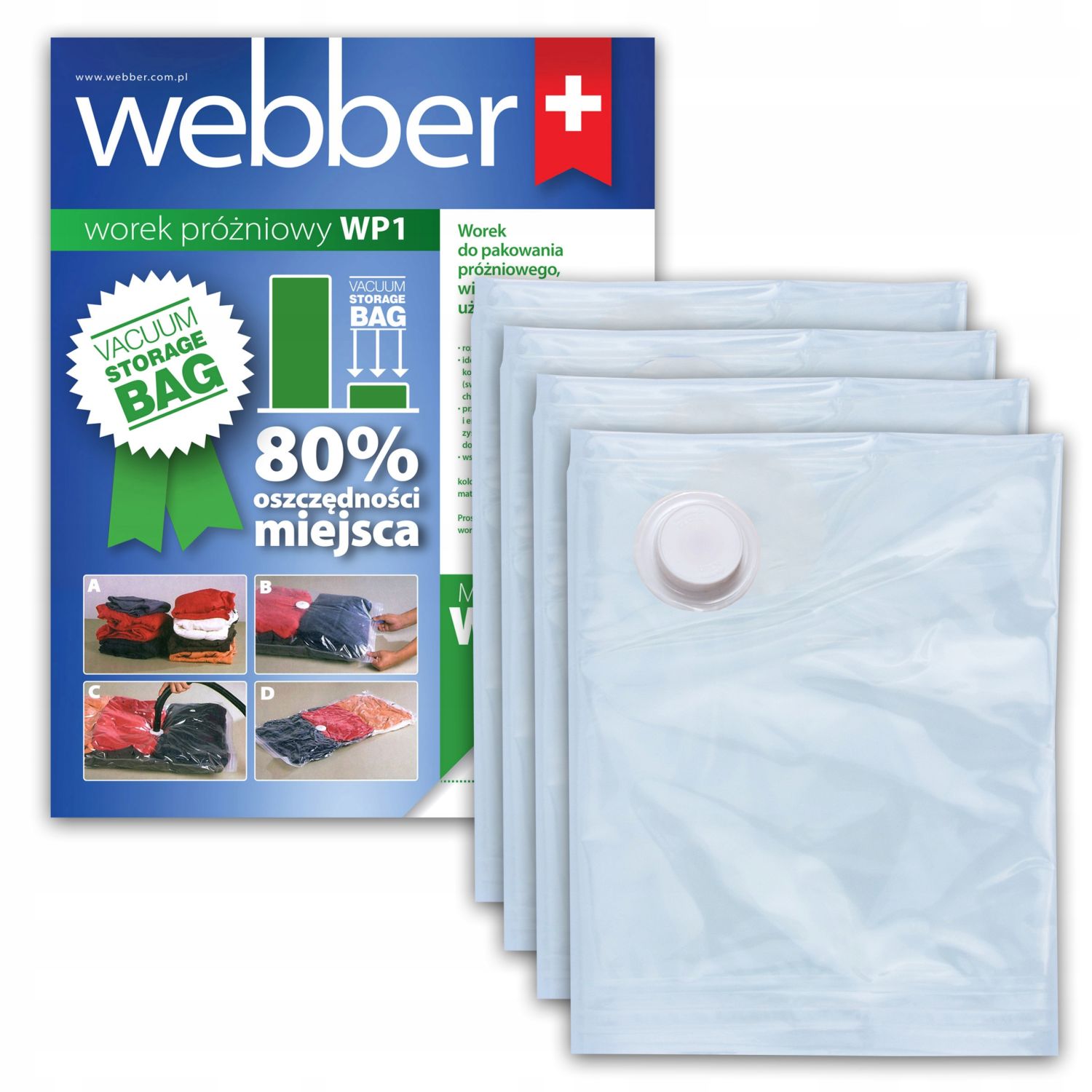 Worki Próżniowe Bezpieczne Dla Ubrań Pościeli 30% Grubsze Zestaw 4szt. XXL